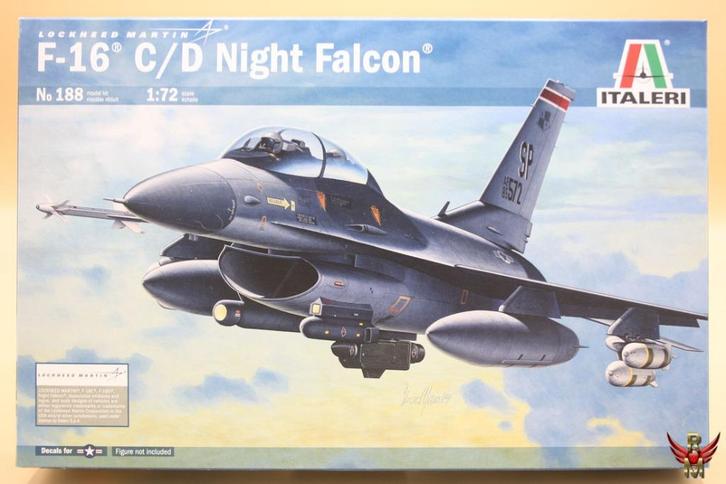 ROWASP | Italeri 1/72 F-16C/D Night Falcon, Hobby en Vrije tijd, Modelbouw | Vliegtuigen en Helikopters, Nieuw, Vliegtuig, 1:72 tot 1:144
