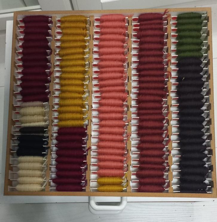 Ladekastje met heel veel kleuren DMC borduurzijde, -wol en.., Hobby en Vrije tijd, Borduren en Borduurmachines, Nieuw, Borduurgaren of Zijde