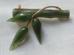 Groene Jade Broche, Verzenden, Broche, Verguld