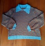 Vintage trui lichtblauw/rood ruit col warm winter wybertruit, Ophalen of Verzenden, Gedragen, Maat 38/40 (M), Blauw