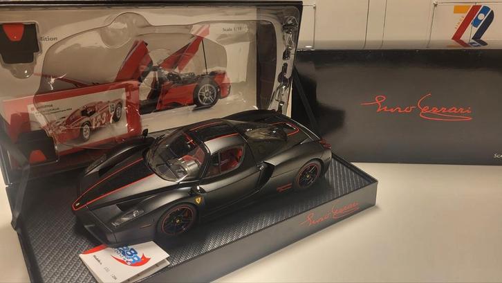 BBR Diecast Ferrari Enzo Matt Black / Red Stripe 131of204 pc, Hobby en Vrije tijd, Modelauto's | 1:18, Zo goed als nieuw, Auto