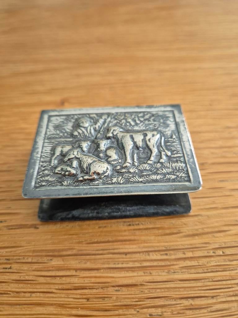 Verzilverde luciferdoosje houder, Antiek en Kunst, Ophalen of Verzenden