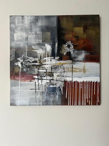 Abstract schilderij 80x80 set van 2 stuks beschikbaar voor biedingen