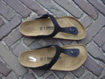 GRATIS VERZENDEN NIEUWE ZWARTE LEREN GIZEH BIRKENSTOCKS MT45 beschikbaar voor biedingen