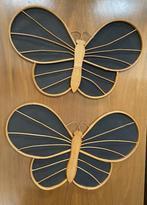 2 zwarte vlinders leuk als muur decoratie hout & zwarte stof, Ophalen of Verzenden, Gebruikt