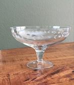 Vintage Glazen Coupeschaal met Bloemmotief, Ophalen of Verzenden