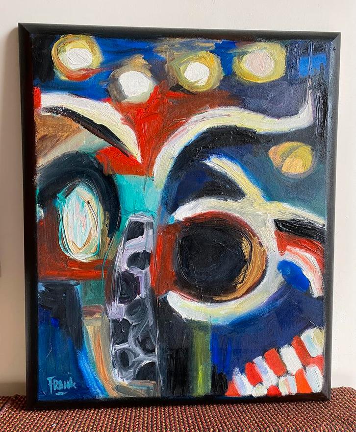 Frank van Schaik - Kedok-masker, 1998, Antiek en Kunst, Kunst | Schilderijen | Abstract, Ophalen of Verzenden