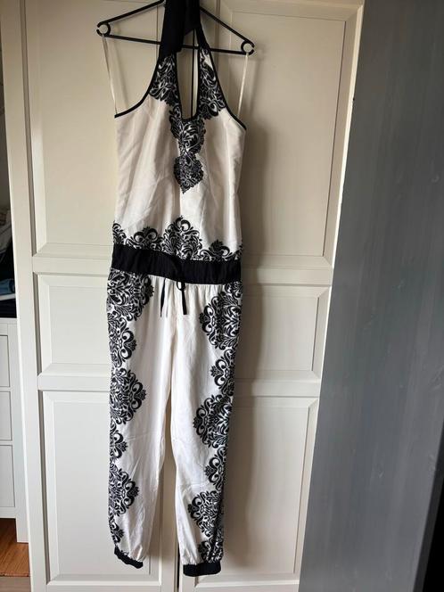 Superstar Witte jumpsuit met zwart patroon, maat S, Kleding | Dames, Jumpsuits, Zo goed als nieuw, Maat 36 (S), Wit, Ophalen of Verzenden