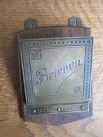 Antieke brievenhanger hout met koper, Ophalen