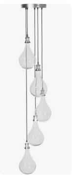 Light&living Hanglamp 5L Ø30x190 cm QUIRINA glas nikkel, Nieuw, Glas, Ophalen of Verzenden