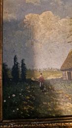 Klein olieverfschilderij boerderij, ca. 1950, Antiek en Kunst, Kunst | Schilderijen | Klassiek, Ophalen