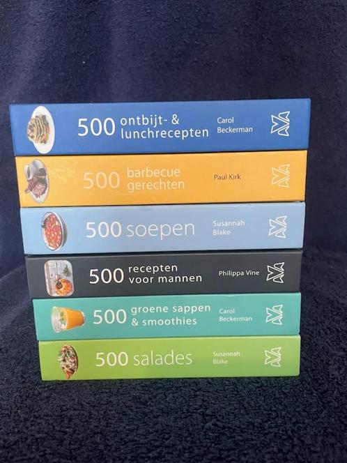 6 Kookboeken: Elk boek met 500 recepten., Boeken, Kookboeken, Zo goed als nieuw, Voorgerechten en Soepen, Hoofdgerechten, Tapas, Hapjes en Dim Sum