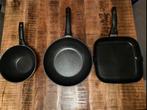 Grill-pan, grote en een klein wok pan  (GAS), Huis en Inrichting, Keuken | Potten en Pannen, Zo goed als nieuw, Wok, Ophalen