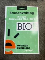 Samenvatting Biologie HAVO 2023-2024, Ophalen, Zo goed als nieuw, HAVO, Biologie