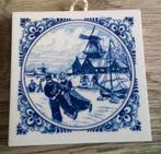 Mini delft blauwe handmade tegeltje zwieren wintertafereel, Antiek en Kunst, Ophalen of Verzenden