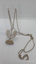 Zilveren Ketting Menora Kandelaar Hanger, Met hanger, Ophalen of Verzenden, Zo goed als nieuw, Zilver