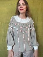 Vintage baggy trui - knitwear - beige - bolletjes -38/M, Kleding | Dames, Truien en Vesten, Maat 38/40 (M), Beige, Ophalen of Verzenden