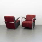 4x Leolux Scylla lage rug rood/bruin gestreept Chili Flavour, Huis en Inrichting, Fauteuils, Ophalen of Verzenden, Zo goed als nieuw