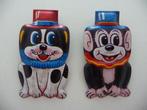 2 oud blikken KLIK KLAK speelgoed - HONDJES, Antiek en Kunst, Ophalen of Verzenden
