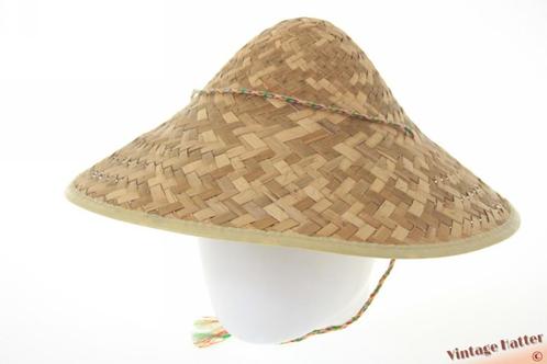 Vintage Aziatische conische rijsthoed van stro semi-flexibel, Kleding | Dames, Hoeden en Petten, Zo goed als nieuw, Hoed, One size fits all