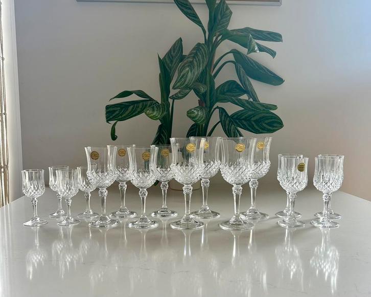 Vintage kristallen wijnglazen. Cristal d Arques Longchamp, Verzamelen, Glas en Borrelglaasjes, Zo goed als nieuw, Overige typen