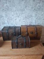 Set van 3 decoratieve houten koffertjes, Minder dan 50 cm, Minder dan 50 cm, Ophalen of Verzenden, Zo goed als nieuw