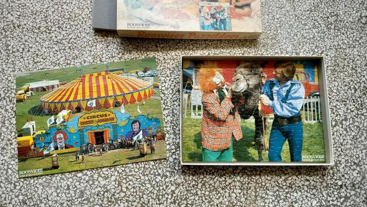 Puzzels Bassie en Adriaan Roosvicee en vintage vloerpuzzel, Verzamelen, Film en Tv, Ophalen of Verzenden