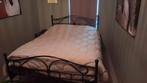 Teab bed met lattenbodems 140x200, Ophalen, Zwart, Tweepersoons, 140 cm