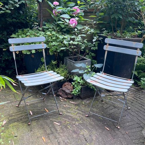 Opklapbare Franse bistro tuinstoelen, Tuin en Terras, Tuinmeubel-accessoires, Gebruikt, Ophalen