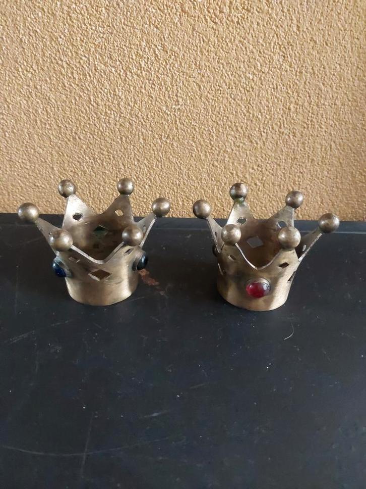 2 leuke vintage kroonkandelaars, Antiek en Kunst, Antiek | Koper en Brons, Koper, Ophalen of Verzenden