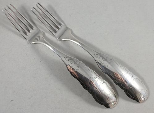 2 zilveren belegvorkjes zuurvorken antiek 835 zilver, Antiek en Kunst, Antiek | Goud en Zilver, Zilver, Ophalen of Verzenden