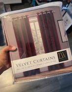 Velvet bordeaux rood gordijnen set van 4, 100 tot 150 cm, Velvet, Nieuw, Rood