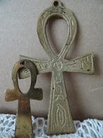 Ankh kruis hanger medaillon levenskruis hanger set vintage, Ophalen of Verzenden, Gebruikt, Sieraad, Overige religies