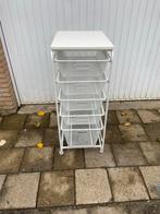 Witte Ladekast met Metalen Manden, Ophalen, Minder dan 50 cm, Gebruikt, 5 laden of meer
