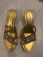 Gouden Uitgaans Slippers met Strass, Ophalen of Verzenden, Gedragen, Geel, Slippers