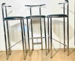 Set van  3 postmoderne barkrukken in chroom, jaren 1990, 60 tot 90 cm, Ophalen of Verzenden, Zo goed als nieuw, Metaal