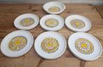 Vintage Franse borden set + schaal, dieren, planten & dolken, Ophalen of Verzenden