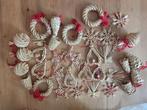 36 stuks stro kerstversiering, Ophalen of Verzenden, Zo goed als nieuw