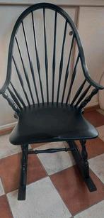 Brocante Windsor schommelstoel, Huis en Inrichting, Ophalen, Zo goed als nieuw, Zwart, Eén