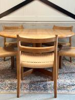 Eetkamerset Niels Otto Møller – Model 84 Stoelen 4+1, Ophalen, Bruin, Zo goed als nieuw, Massief eiken midcentury retro vintage