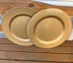 2x Feestelijk decoratie bord rond luxe goud dienblad | Pasen, Ophalen of Verzenden, Rond, Kunststof