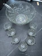 Punchschaal met glazen, Antiek en Kunst, Antiek | Glas en Kristal, Ophalen