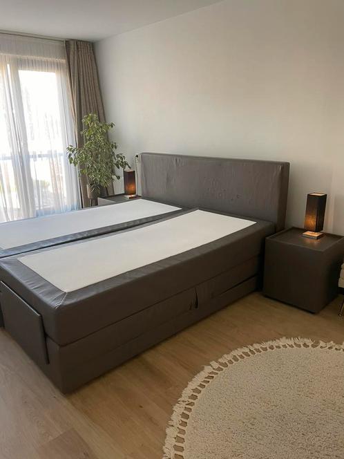 Swiss Sense boxspring electrisch bruin leatherlook, Huis en Inrichting, Slaapkamer | Boxsprings, Gebruikt, 180 cm, 210 cm, Tweepersoons