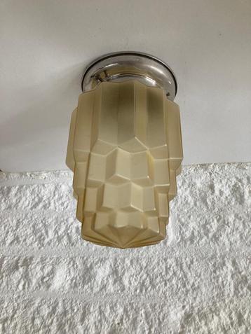 art deco skyscraper lamp amber kleur jaren 30 plafondlamp  beschikbaar voor biedingen