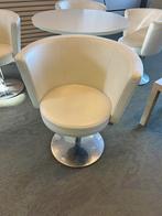 COR desing 4*fauteuil wit leder met bijbehorende tafel, Ophalen, Gebruikt, Minder dan 75 cm, Metaal
