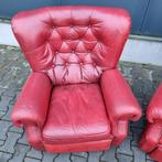 2 Chesterfield Relax fauteuils rood + GRATIS BEZORGD, Huis en Inrichting, Fauteuils, Chesterfield, Gebruikt, Leer, Ophalen of Verzenden