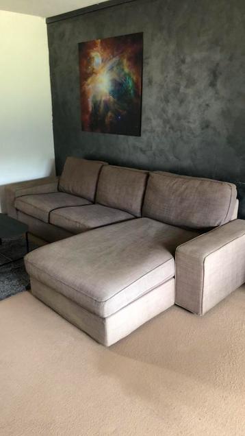 Hoekbank met liggedeelte 280 cm beigebruin