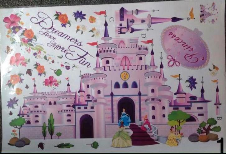 Prinsessen muursticker vellen 4 verschillende soorten, Kinderen en Baby's, Kinderkamer | Inrichting en Decoratie, Nieuw, Wanddecoratie