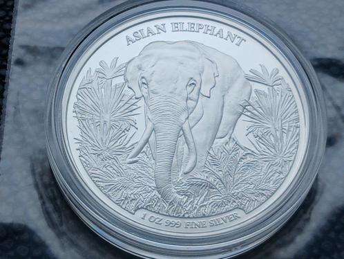 2023 - Cambodia Asian Elephant - 1 oz silver, Postzegels en Munten, Munten | Oceanië, Zilver, Ophalen of Verzenden