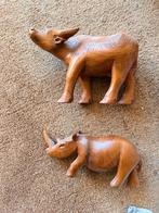 Houten Beelden: Buffel & Neushoorn, Antiek en Kunst, Ophalen